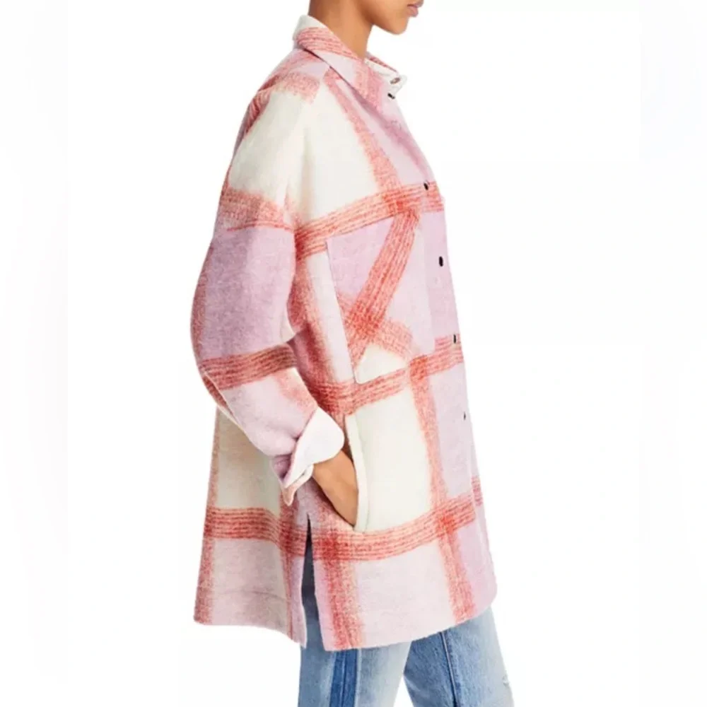 IRO - Lemina Plaid Shirt Jacket - Pink, White, Red - size Small - NWT - Picture 4 of 15